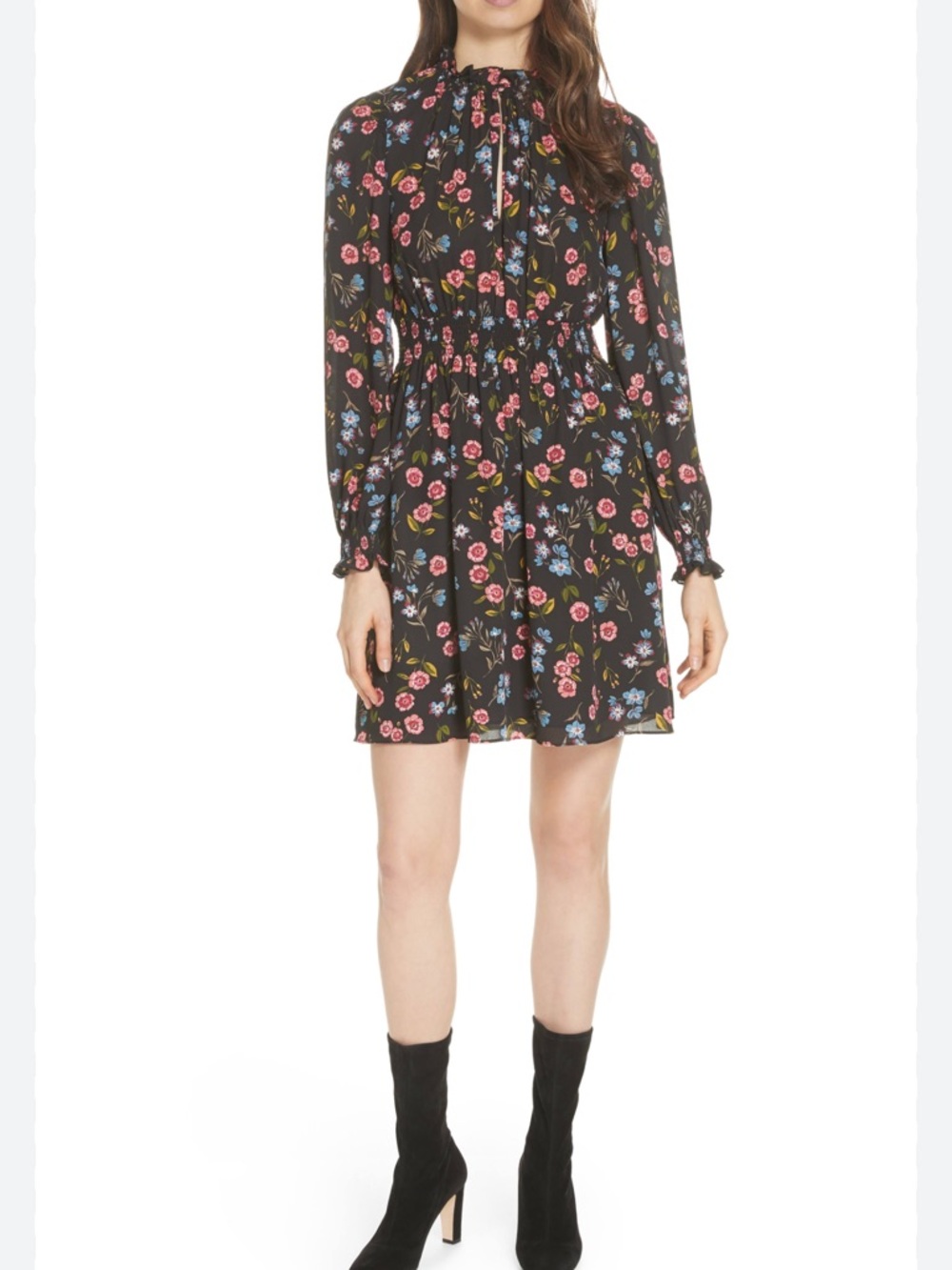 Kate Spade Black Floral Meadow Smock
Waist Dress, Sz Small